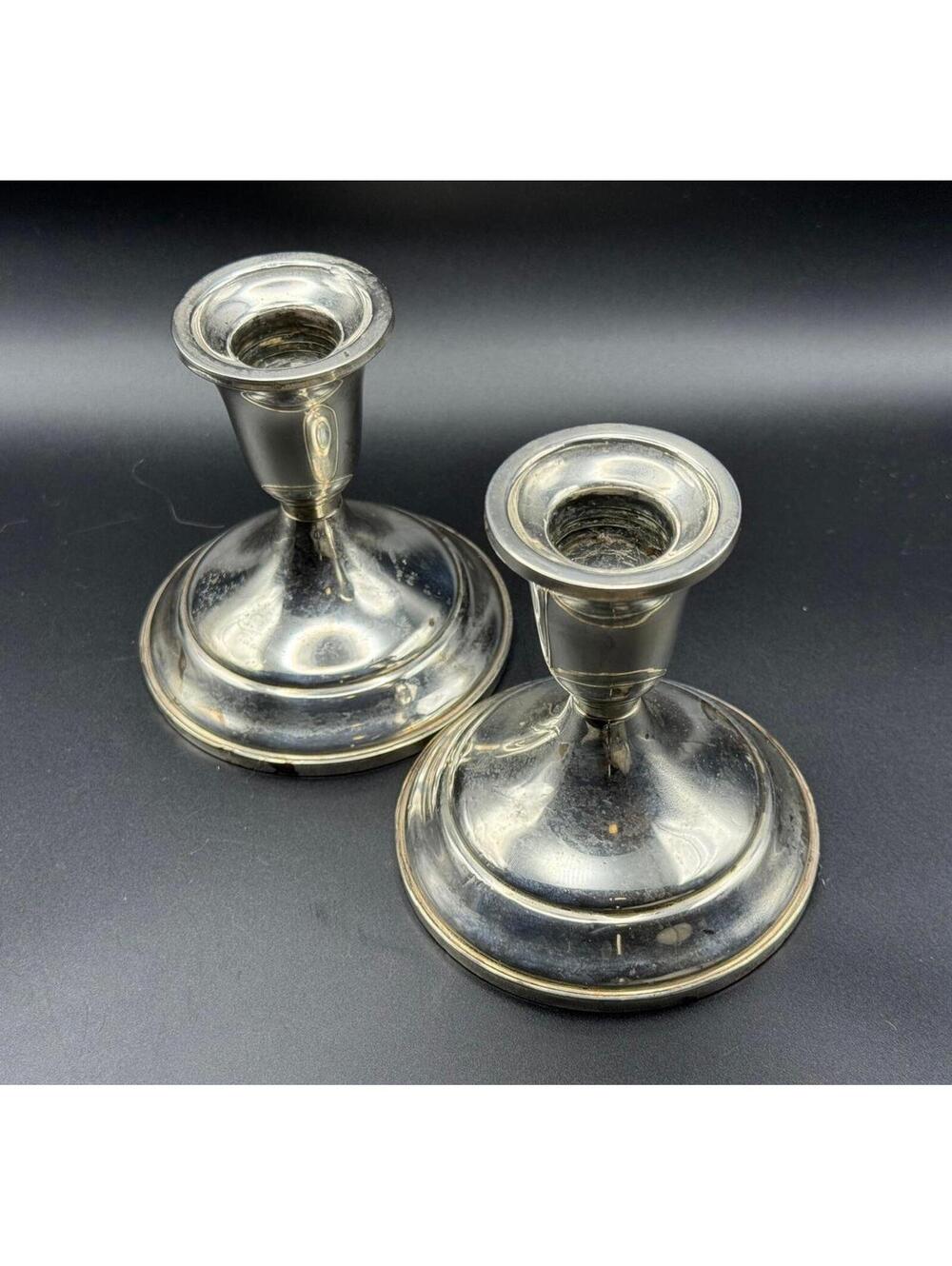 Vintage Pair Towle Sterling Silver Weighted Candlestick Holders #50 3.75"